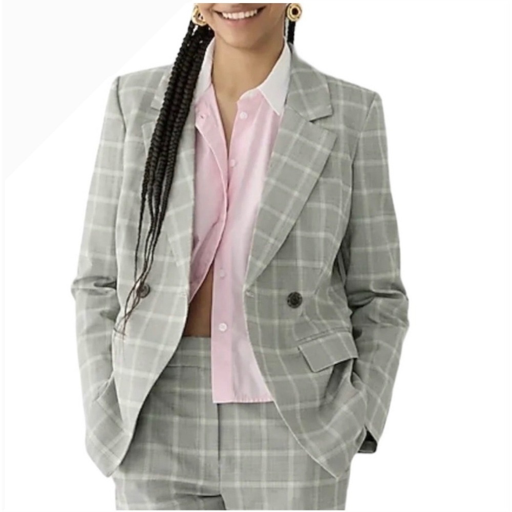 NWT J. Crew Devon Italian Tollegno 1900 Wool Plaid Double Breasted Blazer sz 8